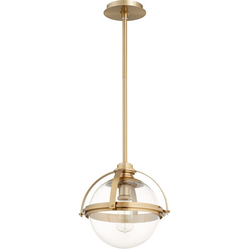 Meridian 1 Light 13 inch Aged Brass Pendant Ceiling Light