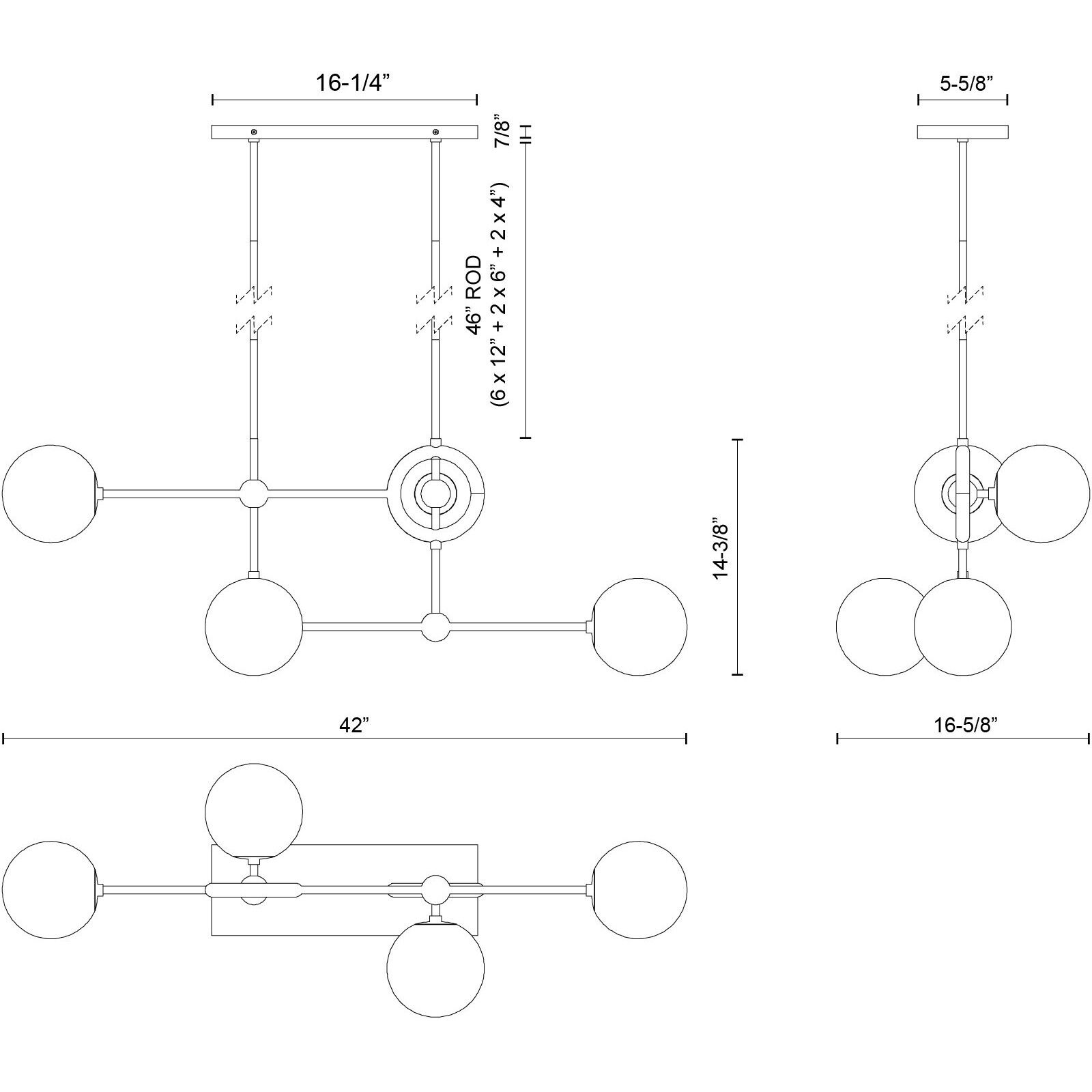 Alora Mood Fiore 4 Light 16.63 inch Matte Black Chandelier Ceiling Light