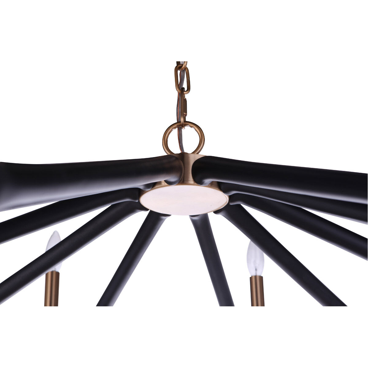 The Reserve 10 Light 42.5 inch Flat Black/Satin Brass Chandelier Ceiling Light in Flat Black and Satin Brass