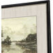 Sunset Pond Green and Beige and Brown Framed Art