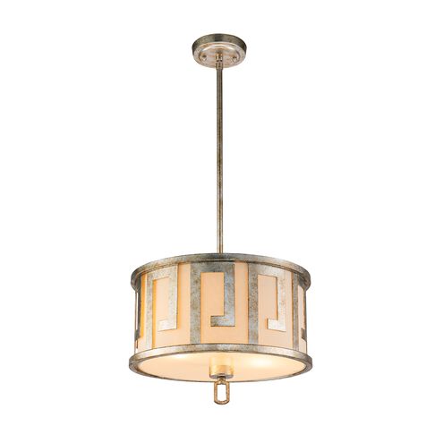 Lemuria 2 Light 15 inch Antique Silver Pendant to Semi Flush Ceiling Light, Flambeau