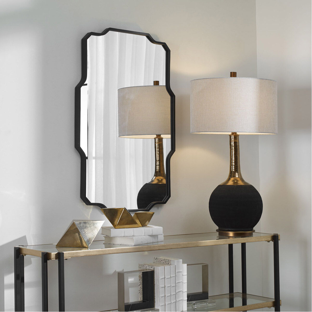 Casmus 36 X 24 inch Matte Black Wall Mirror