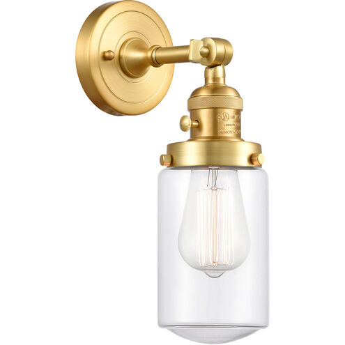 Franklin Restoration Dover 1 Light 5 inch Satin Gold Sconce Wall Light in Clear Glass, Franklin Restoration
