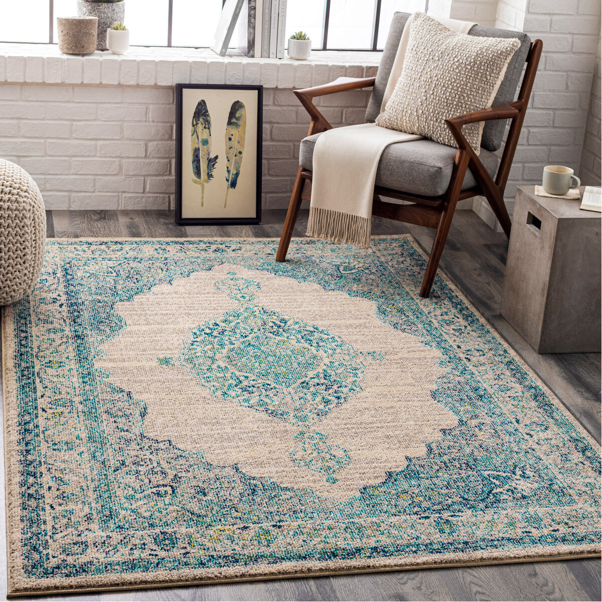 Morocco 36 X 24 inch Teal; Multicolored Rug in 2 x 3