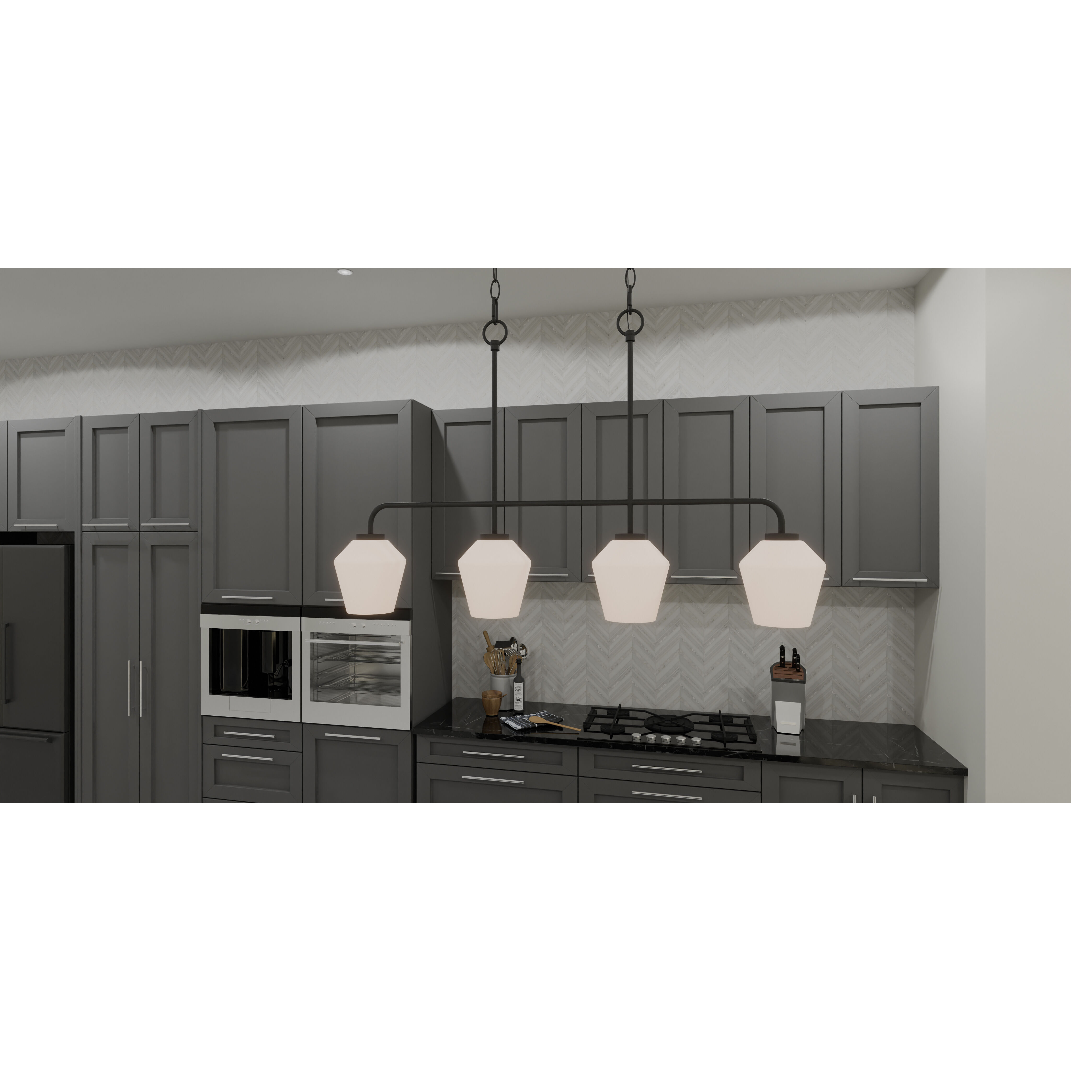 Nielson 4 Light 36 inch Matte Black Island Light Ceiling Light, Medium