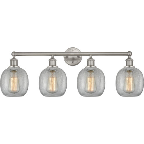 Edison Belfast 4 Light 33 inch Brushed Satin Nickel Bath Vanity Light Wall Light in Clear Crackle Glass