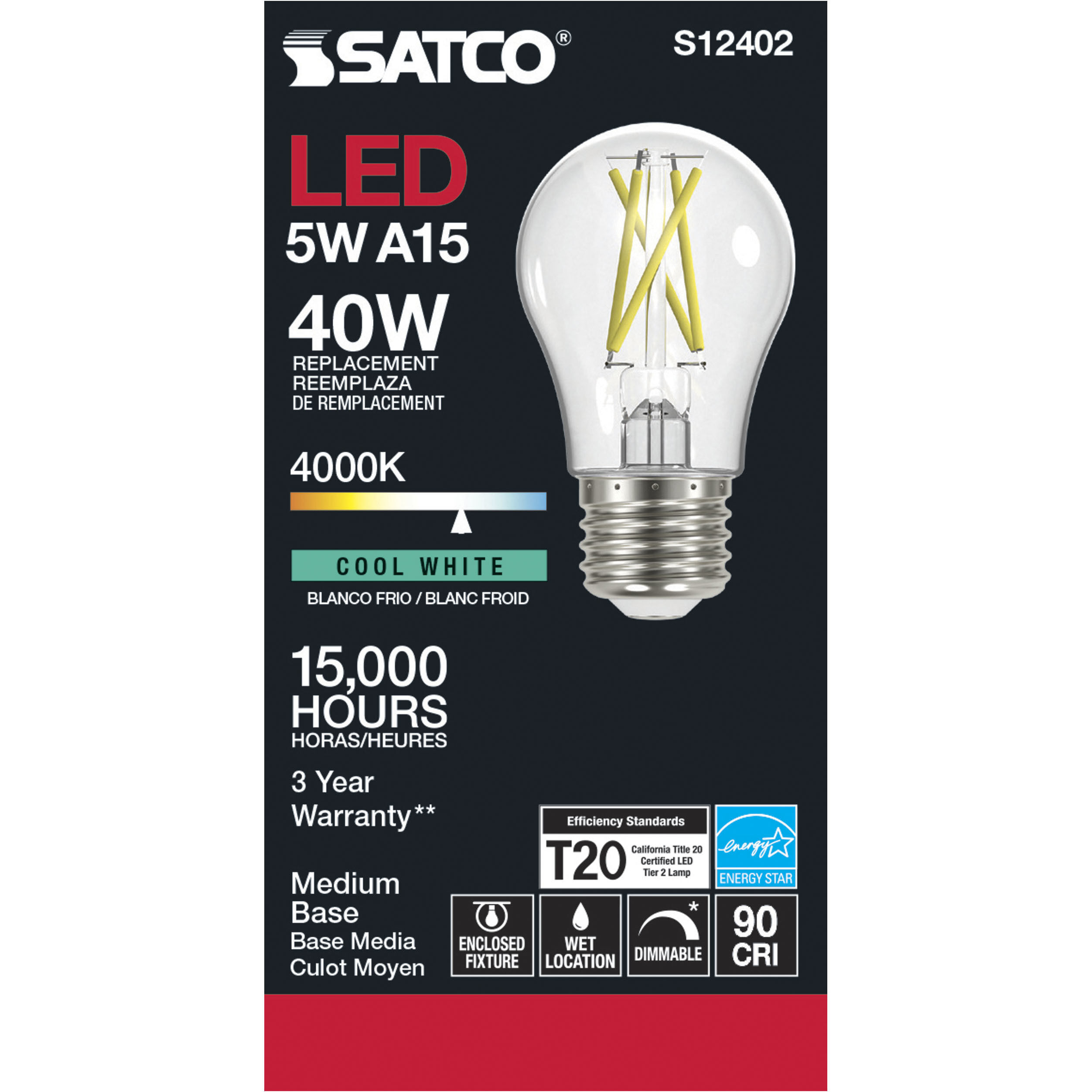 Lumos LED Medium 5.00 watt 120 4000K Light Bulb