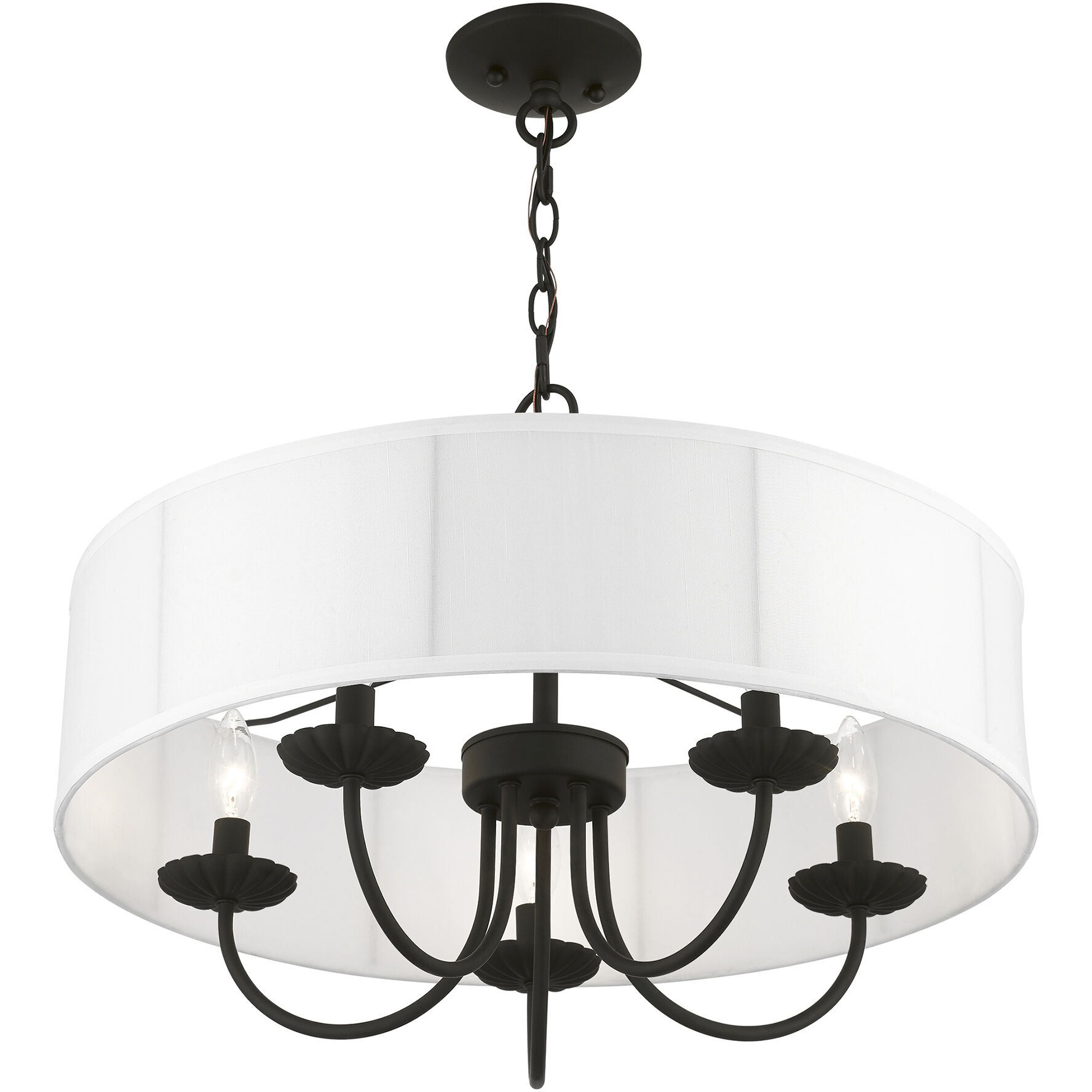 Brookdale 5 Light 23 inch Black Pendant Chandelier Ceiling Light