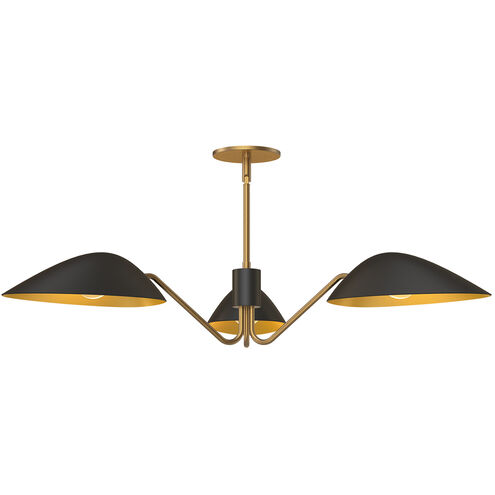 Alora Mood Oscar 3 Light 35.63 inch Aged Gold and Matte Black Pendant Ceiling Light