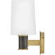 Declan 2 Light 15 inch Heritage Brass with Black Oxide Bath Light Wall Light