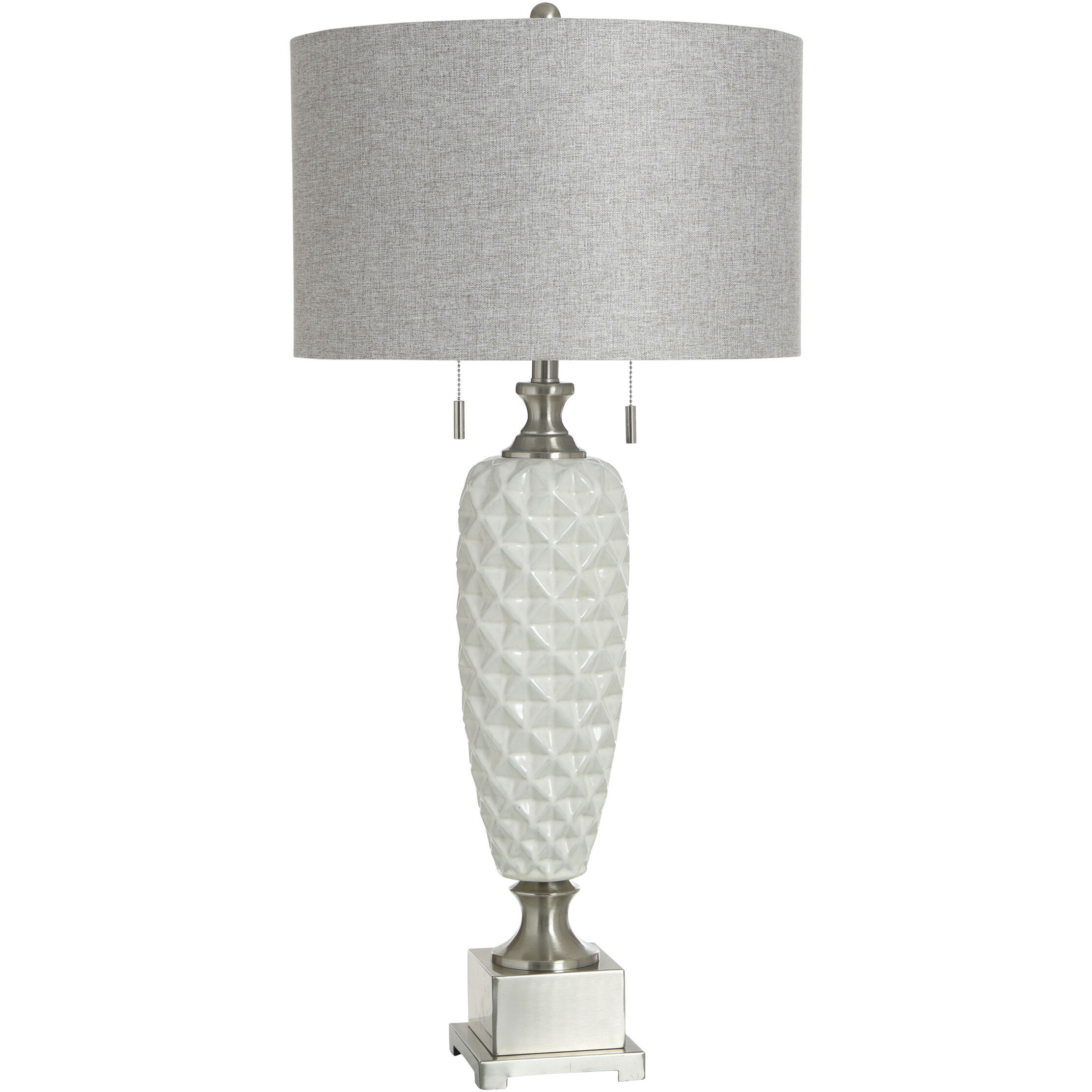 Cameron 37.75 inch 60 watt Cadier Silver and White and Grey Table Lamp Portable Light