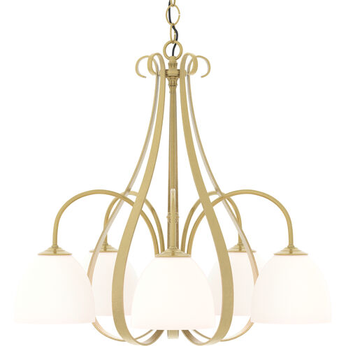 Sweeping Taper 5 Light 24 inch Modern Brass Chandelier Ceiling Light