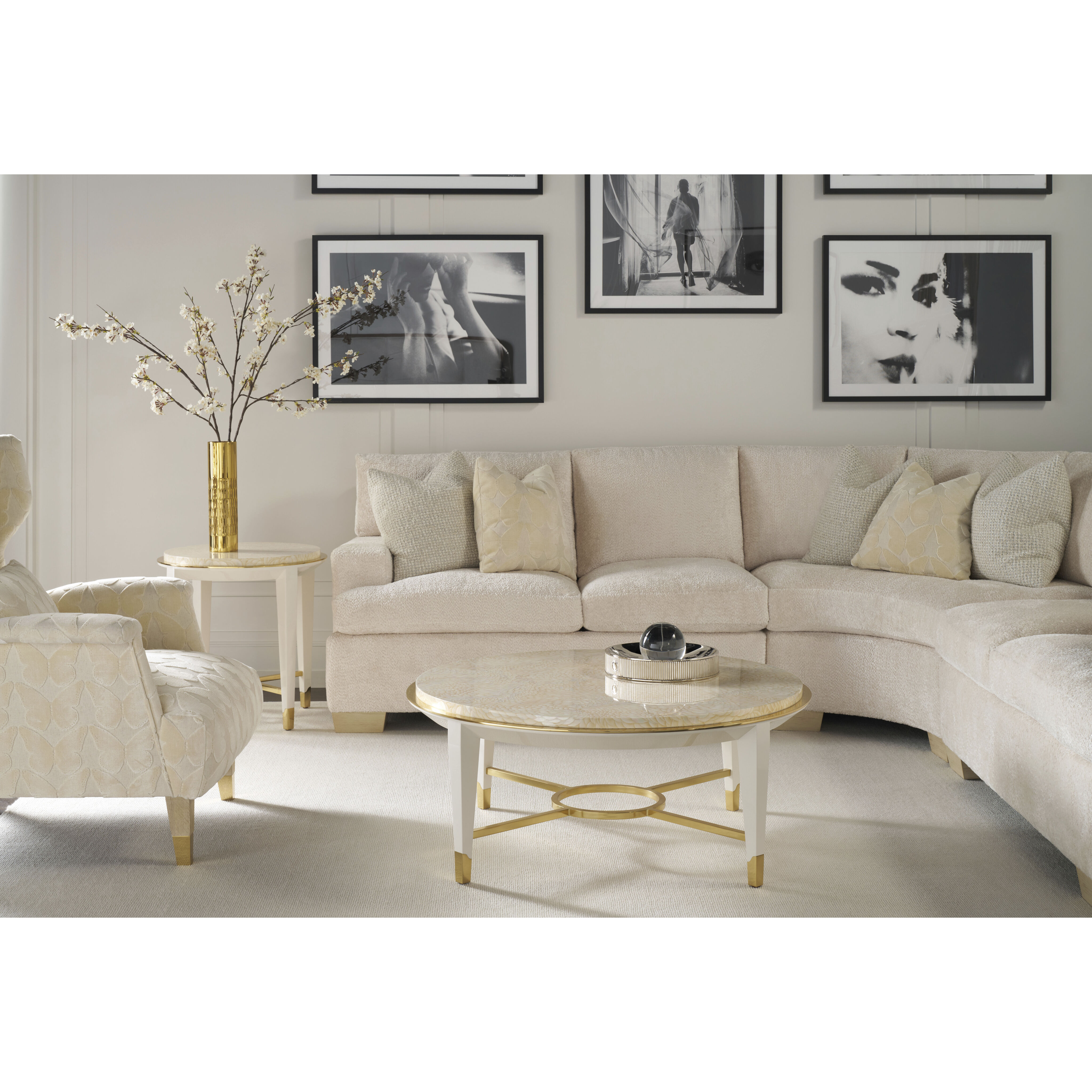 Judith Leiber Couture 24 X 24 inch Feather / Solstice / Polished Brass Side Table, Wooden