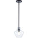 Fusion Collection 1 Light 7.5 inch Matte Black Pendant Ceiling Light, Harlow Family