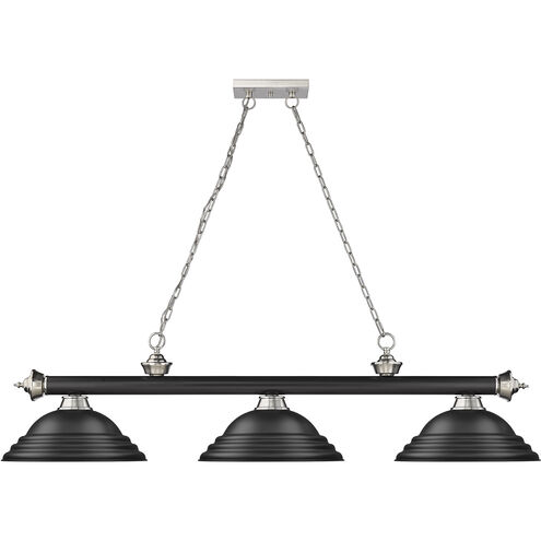 Cordon 3 Light 58 inch Matte Black and Brushed Nickel Billiard Ceiling Light in Matte Black Steel
