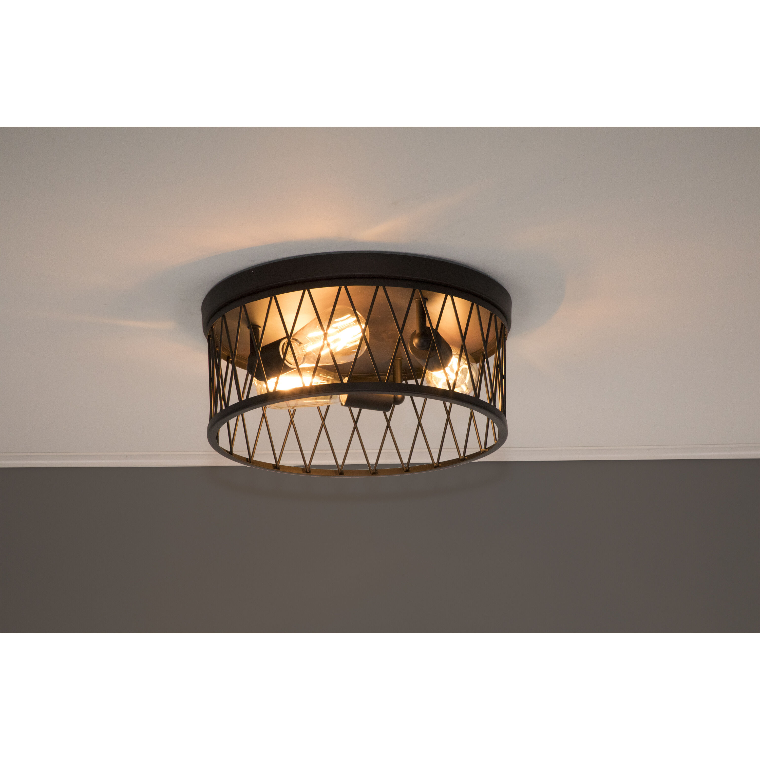 Arris 3 Light 15 inch Vintage Bronze Flushmount Ceiling Light