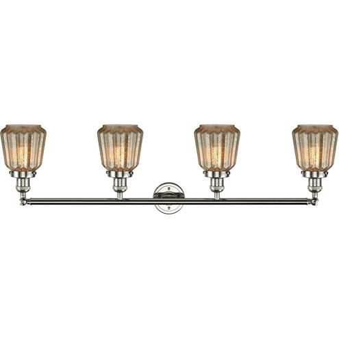 Franklin Restoration Chatham 4 Light 42 inch Polished Nickel Bath Vanity Light Wall Light in Mercury Glass, Franklin Restoration