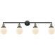 Franklin Restoration Beacon 4 Light 42 inch Black Antique Brass Bath Vanity Light Wall Light in Matte White Glass, Franklin Restoration