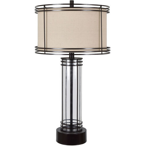 Aspen 34 inch 150 watt Polished Bronze and Natural Glass Table Lamp Portable Light
