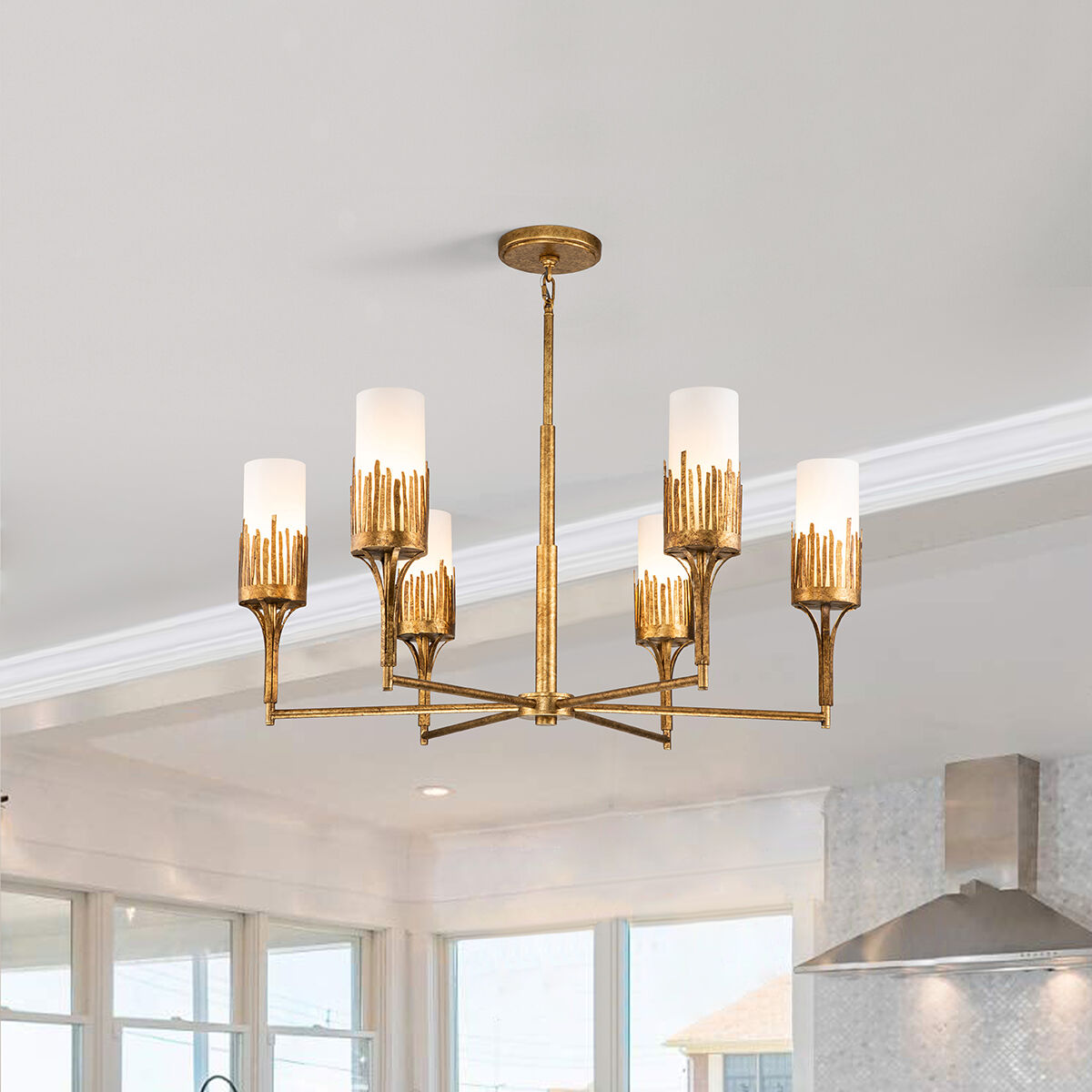Sawgrass 6 Light 33 inch Gold Leaf Chandelier Ceiling Light