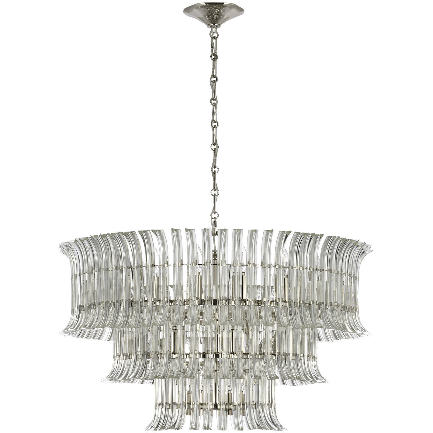 AERIN Rhine LED 34 inch Polished Nickel Three Tier Chandelier Ceiling Light