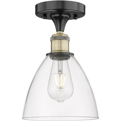 Bristol Glass 1 Light 7.5 inch Black Antique Brass Semi-Flush Mount Ceiling Light