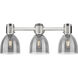 Downtown Urban Lawton Bell 3 Light 24 inch Satin Nickel Bath Vanity Light Wall Light in Light Smoke Glass