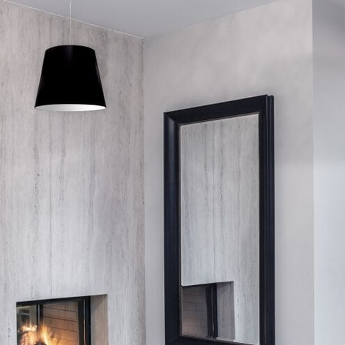 Oversized Drum 1 Light 14 inch Polished Chrome Pendant Ceiling Light in Black, Small