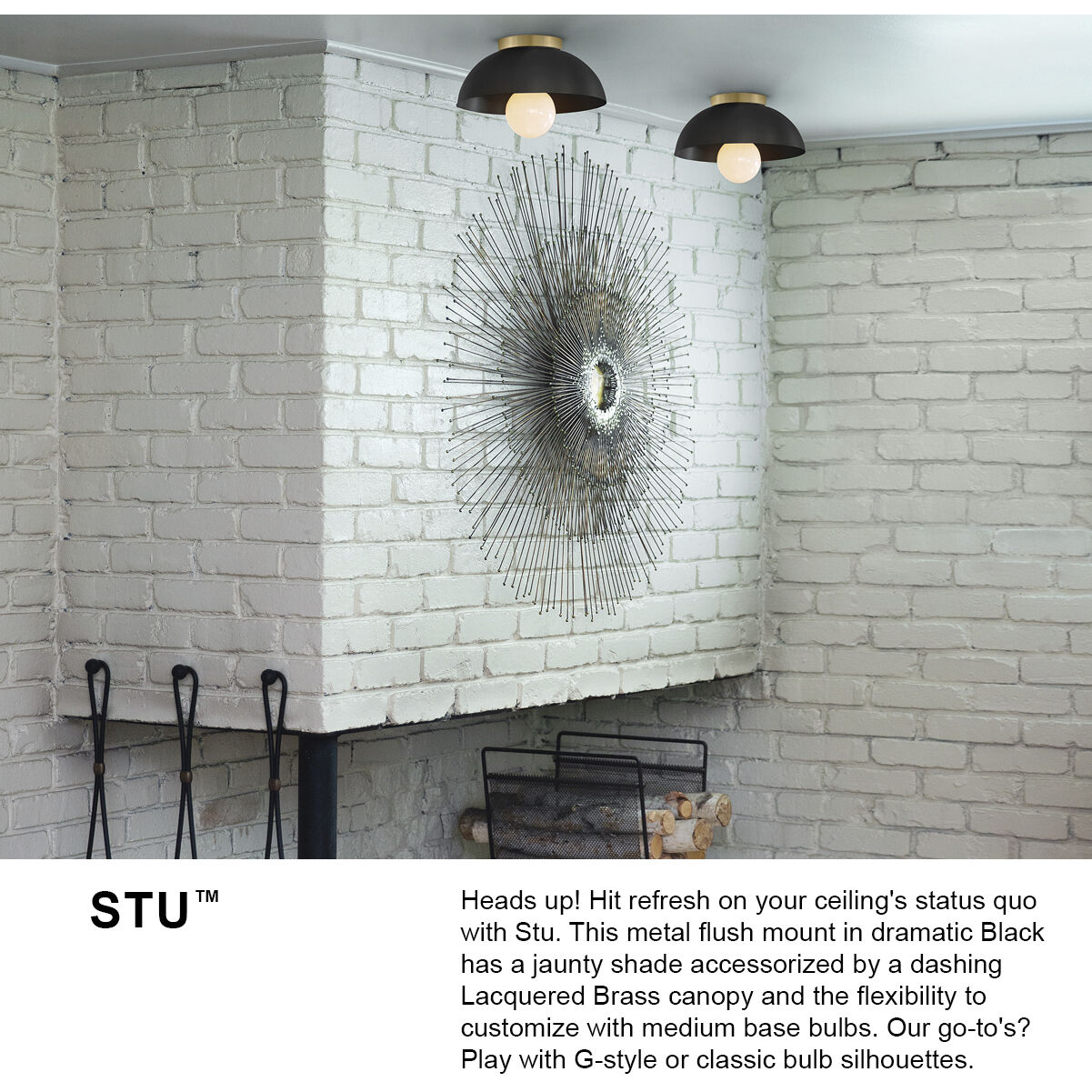 Stu LED 11 inch Lacquered Brass Foyer Light Ceiling Light, Flush Mount