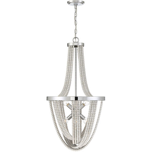 Contessa 6 Light 18 inch Polished Chrome Chandelier Ceiling Light, Wooden Beads