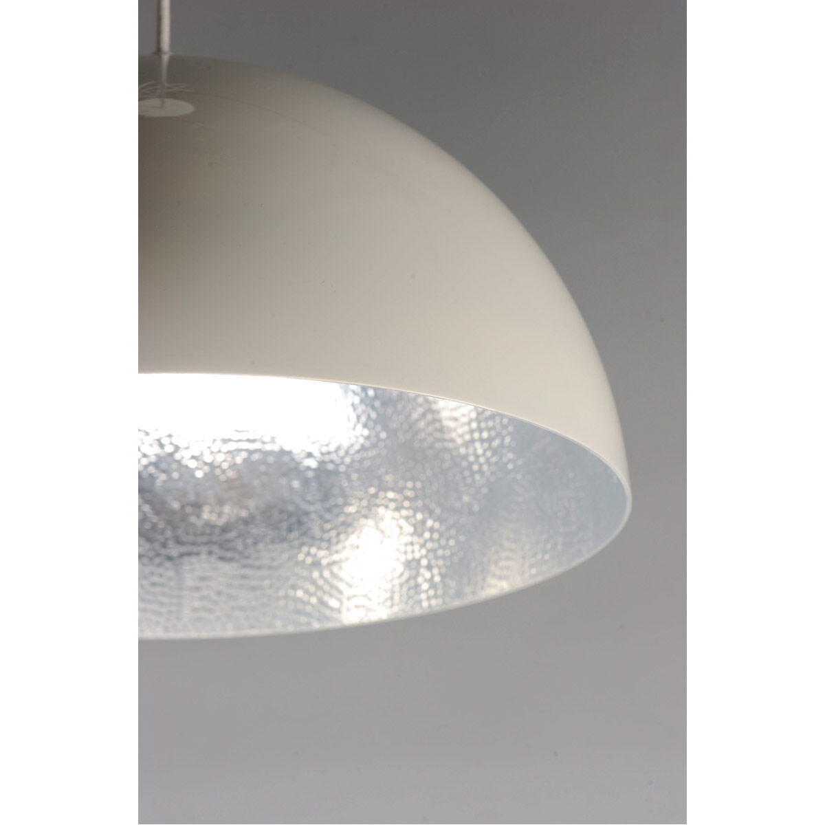 Hemisphere LED 14 inch Gloss White and Aluminum Single Pendant Ceiling Light