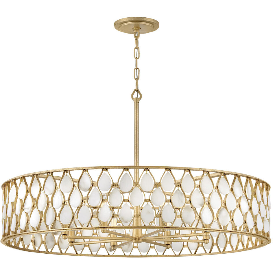 Estie 8 Light 38 inch Piastra Gold Interior Hanging Ceiling Light