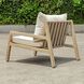 Strapped Ivory Rattan and Cerused Wheat Mahogany Wood Outdoor Lounge Chair