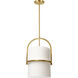 Paddington 1 Light 11.5 inch Aged Brass with White Pendant Ceiling Light