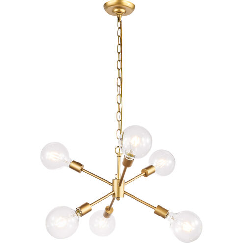 Charleston 6 Light 16 inch Brass Pendant Ceiling Light