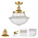 Franklin Restoration Large Oxford LED 12 inch Satin Gold Semi-Flush Mount Ceiling Light in Clear Glass, Franklin Restoration