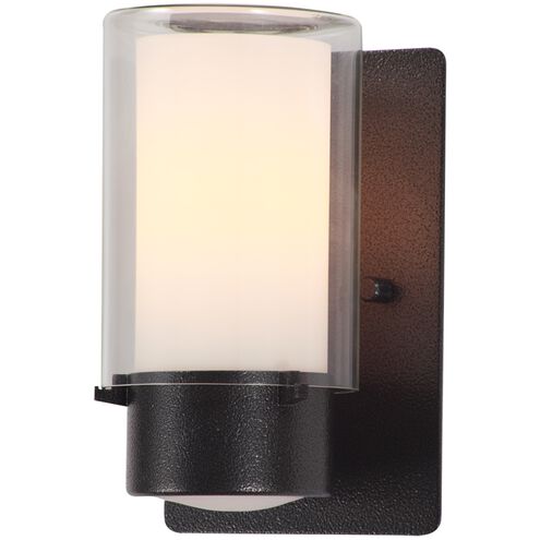 Essex 1 Light 7.5 inch Hammered Black Outdoor Sconce in Half Opal Glass