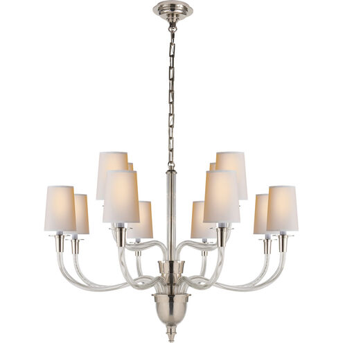 Thomas O'Brien Vivian 12 Light 36 inch Polished Nickel Two-Tier Chandelier Ceiling Light in Natural Paper, Large