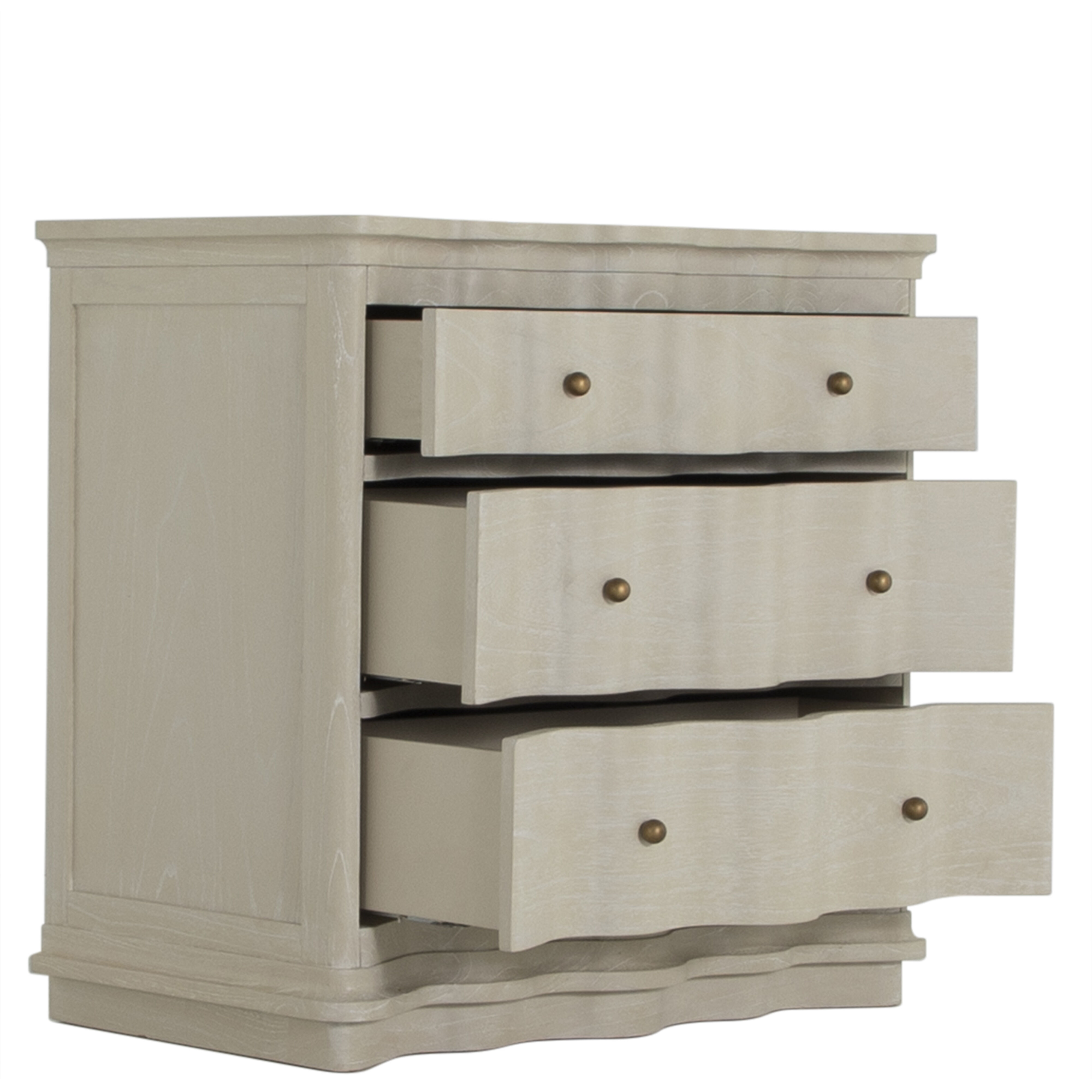 Meredith Textured Cerused White / Stained Brass Chest