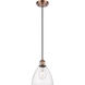 Ballston Dome LED 7.5 inch Antique Copper Mini Pendant Ceiling Light in Clear Glass, Black Textured