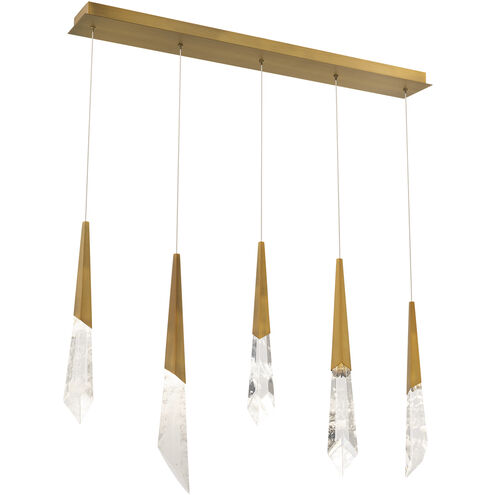 Beyond Solitude LED 5.5 inch Aged Brass Multi-Light Pendant Ceiling Light, Linear Canopy