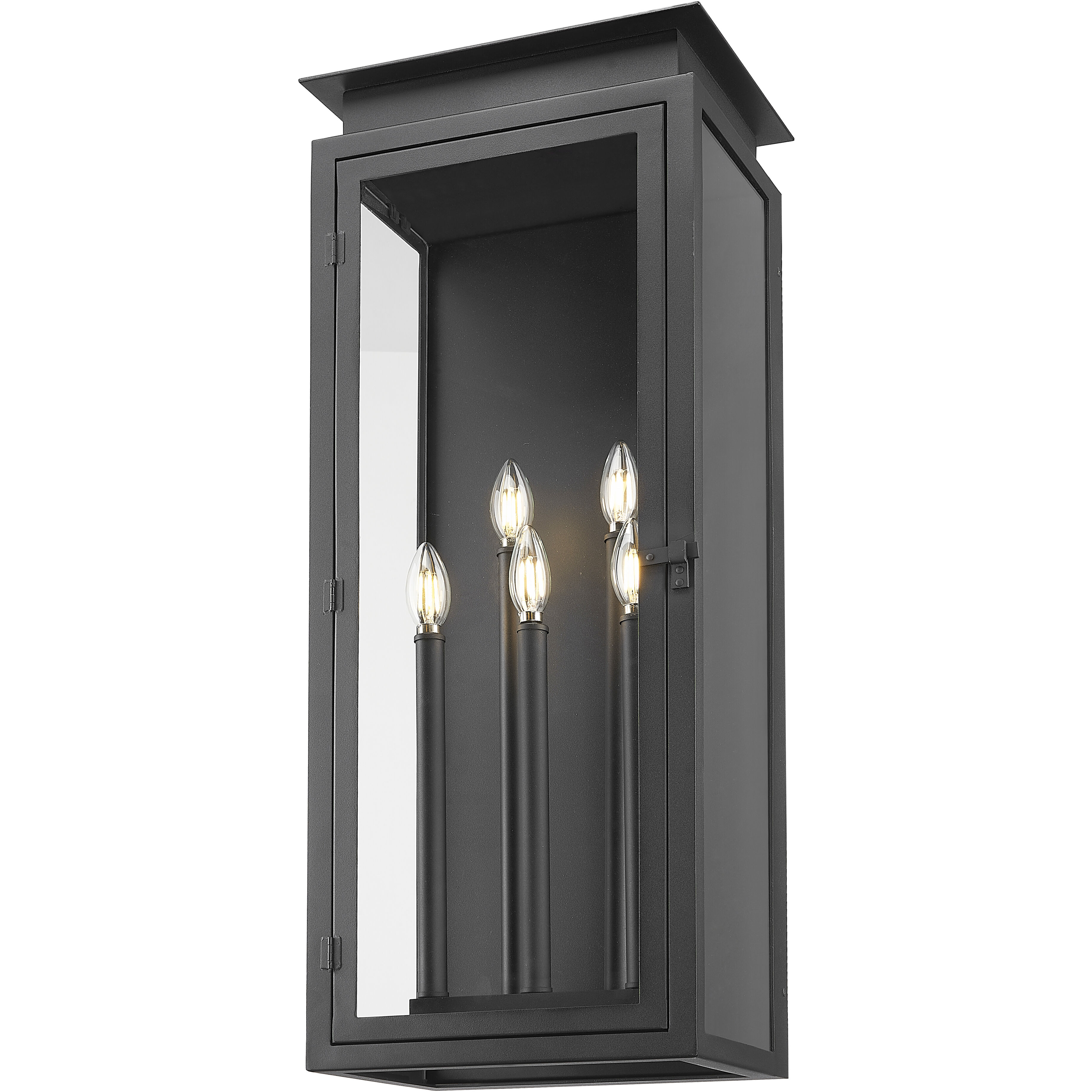 Nova 5 Light 32 inch Black Outdoor Wall Light in Clear Glass