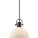 Yep Hines 1 Light 13.5 inch Matte Black Pendant Ceiling Light in Opal Glass, Large
