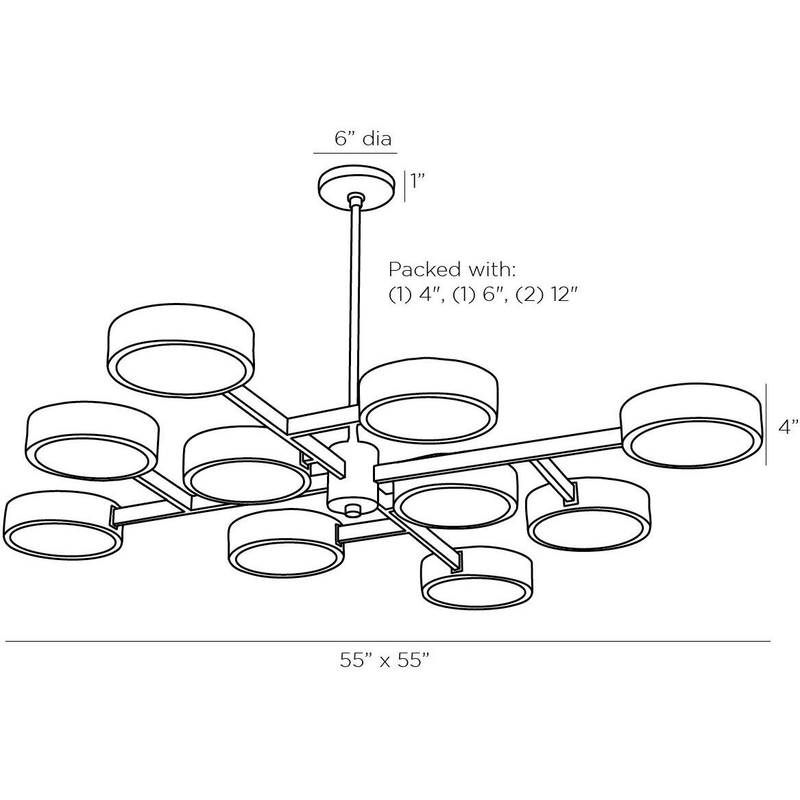 Linus 10 Light 55 inch Antique Brass and Bronze Starburst Chandelier Ceiling Light