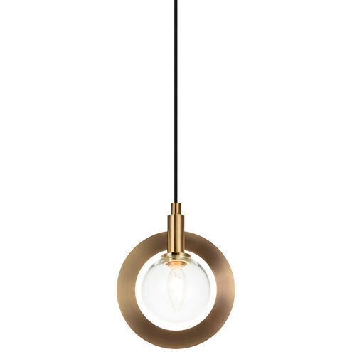 Astro 1 Light 4.38 inch Aged Gold Brass Pendant Ceiling Light in Aged Gold Brass and Clear