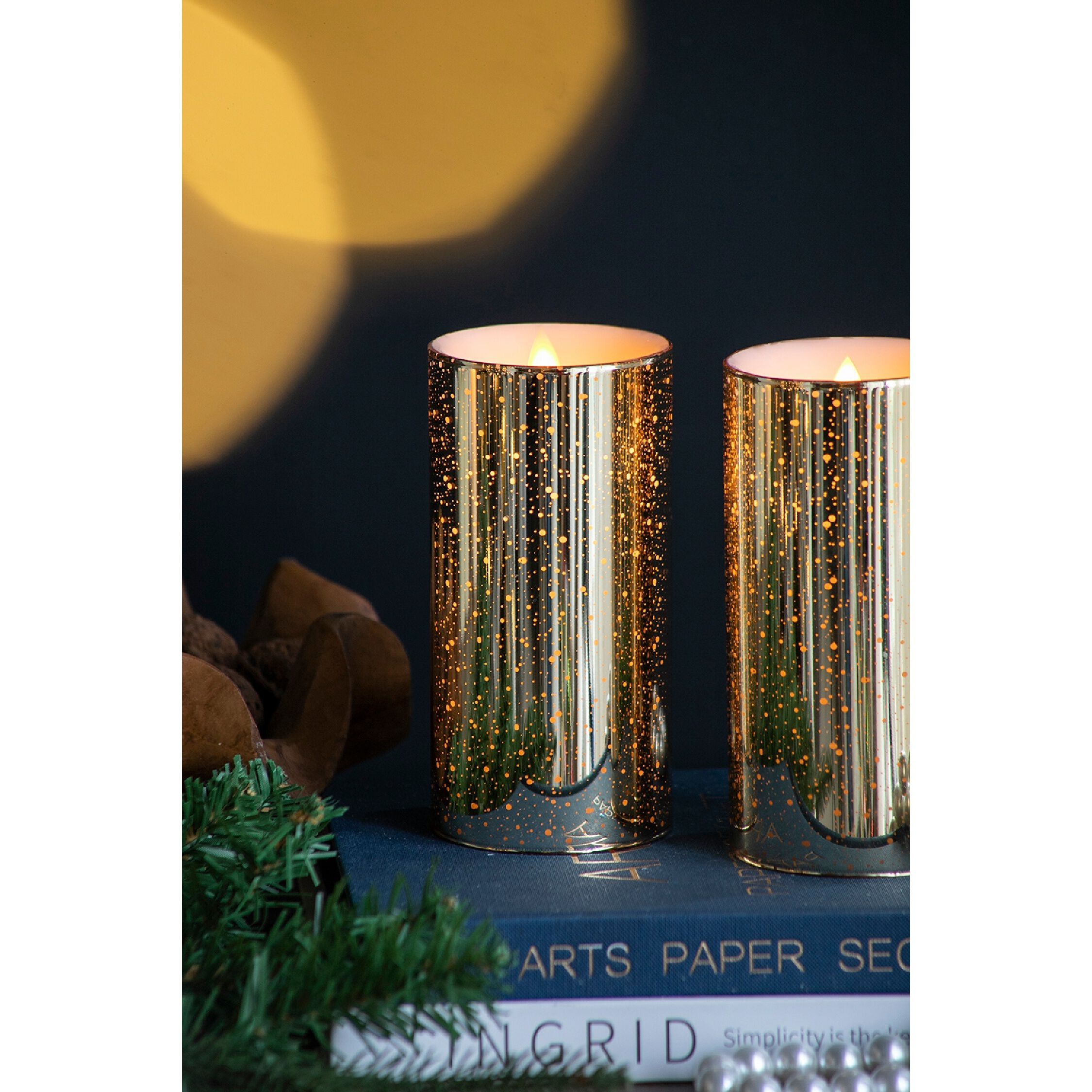 Speckled 6 X 3 inch LED Candle