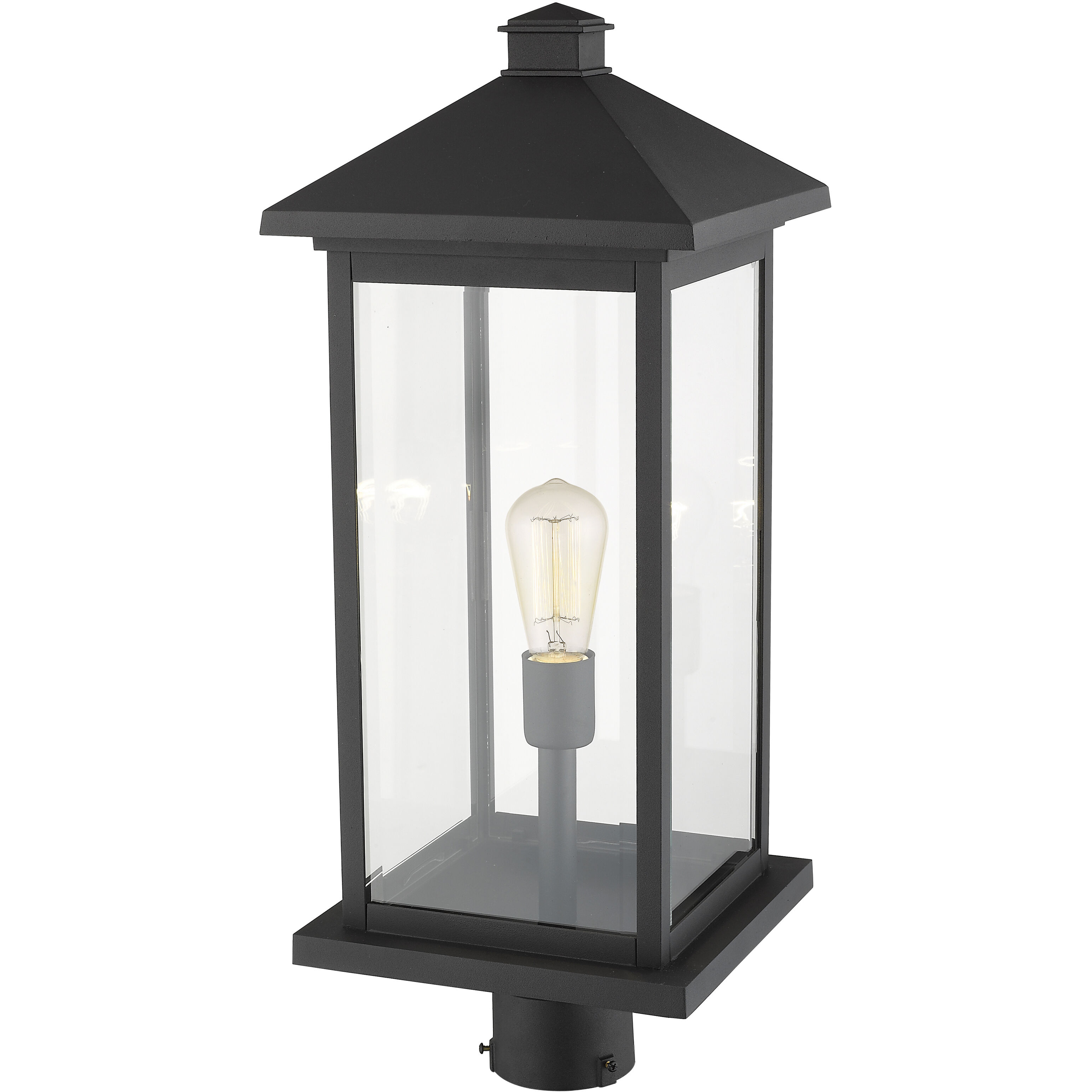 Portland 1 Light 24 inch Black Outdoor Post Mount Fixture in Clear Beveled Glass, 12