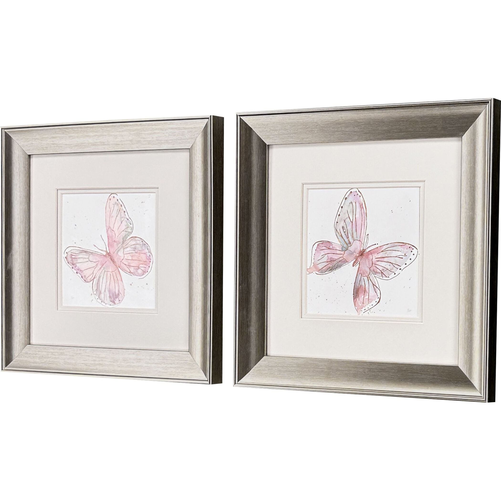 Blush Butterfly Pink and Metallic Framed Art, Propac