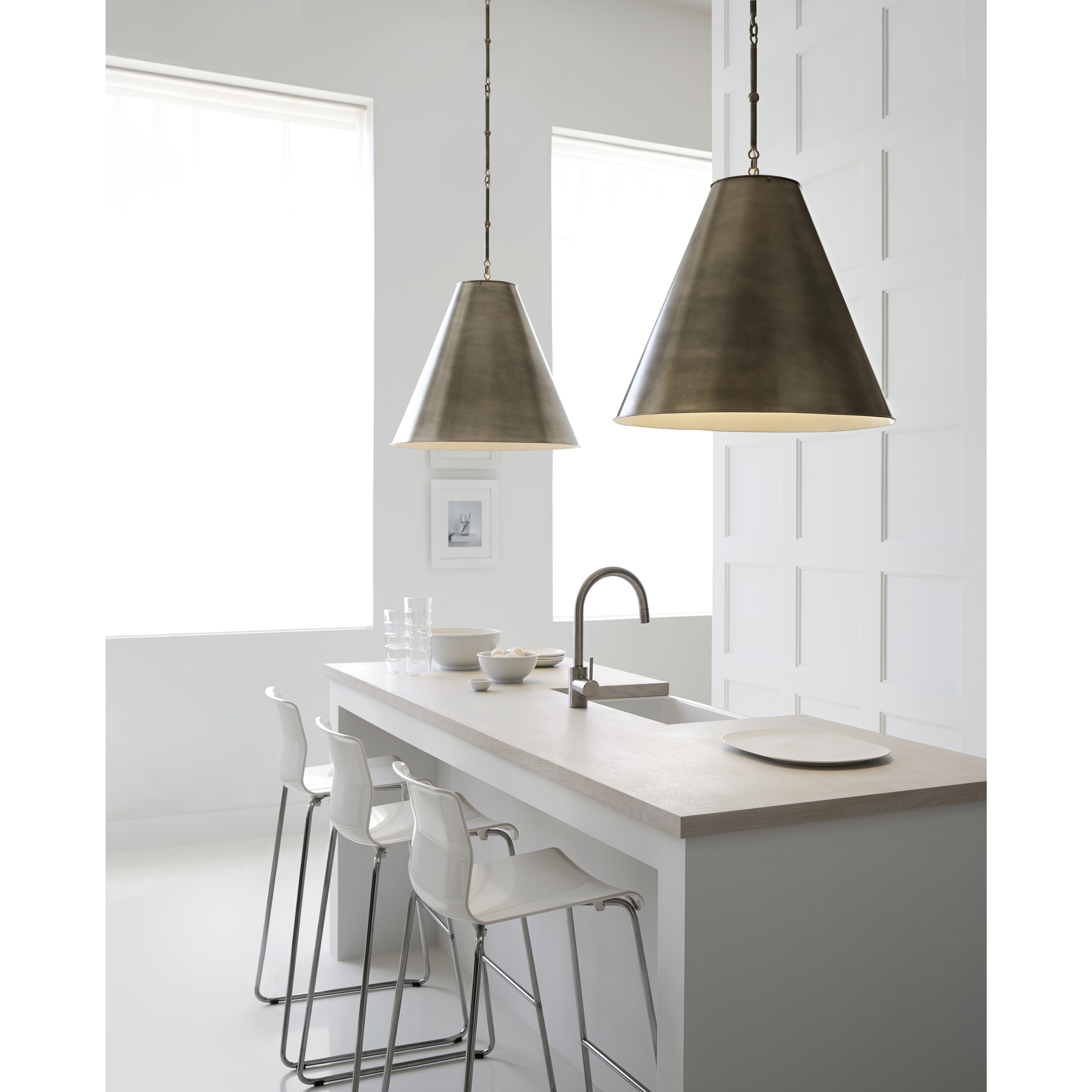 Thomas O'Brien Goodman 2 Light 24.5 inch Antique Nickel Hanging Lamp Ceiling Light, Large