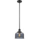 Franklin Restoration Bell 1 Light 8 inch Matte Black Mini Pendant Ceiling Light in Incandescent, Plated Smoke, Franklin Restoration